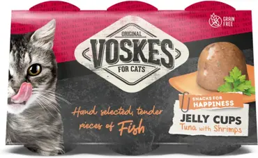 Voskes Delicatesse kat gelei tonijn/garnalen 150g