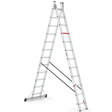 Wixor Professionele Ladder Aluminium 2x12 - afbeelding 1