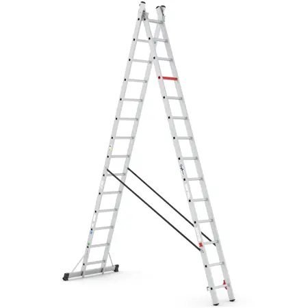 Wixor Professionele Ladder Aluminium 2x14 - afbeelding 1