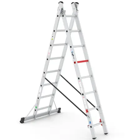 Wixor Professionele Ladder Aluminium 2x8 - afbeelding 1