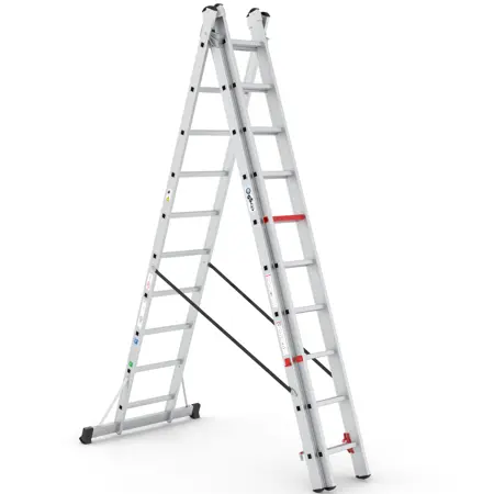 Wixor Professionele Ladder Aluminium 3x10 - afbeelding 2