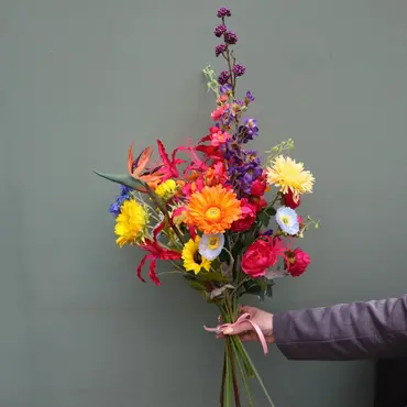 Zijden Kunstboeket Fel Bont Gekleurd zonder Vaas