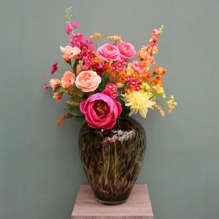 Zijden Kunstboeket Roze Geel Oranje