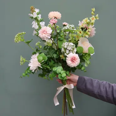 Zijden Kunstboeket Wit Lichtroze zonder vaas