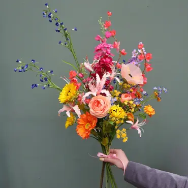 Zijden Veldboeket Bont Gekleurd zonder vaas