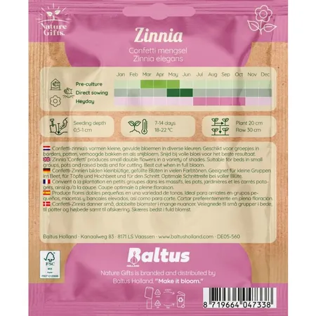 Zinnia confetti mengsel 50st - afbeelding 2